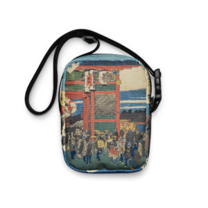 Ukiyo-e Crossbody Bag – Japanese Art Print, Water-Resistant Mini Travel Bag with Pockets